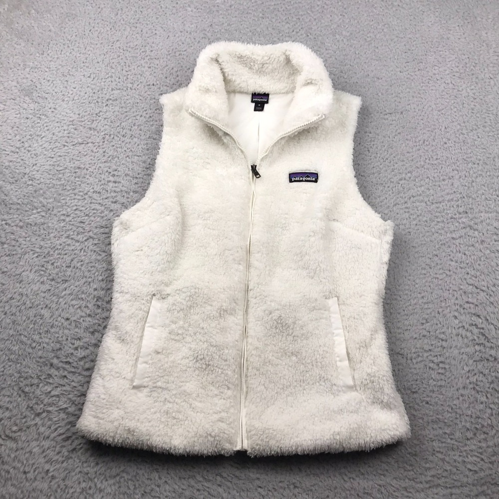 Patagonia Los Gatos Vest Womens M White Deep Pile Monkey Fleece Jacket